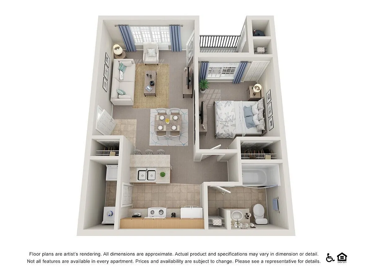 Floor plan One Bedroom, One Bathroom