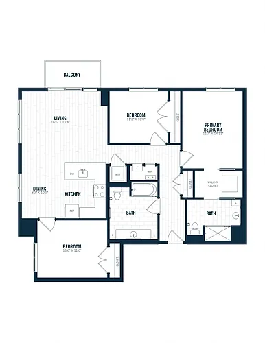 Floor plan D2 | 3 Bed | 2 Bath