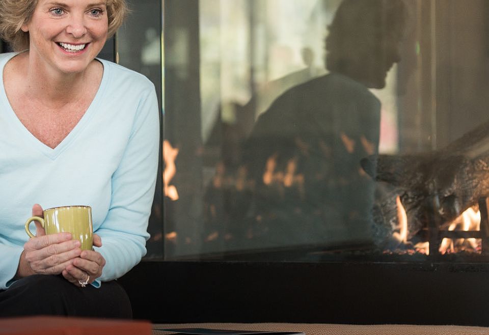 Sip Coffee by the Fireplace