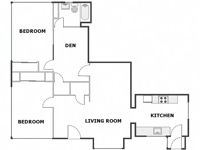 Floor plan 2 Bed / 1 Bath: Type A