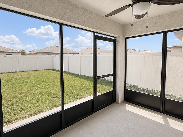 Newly installed lanai on patio area