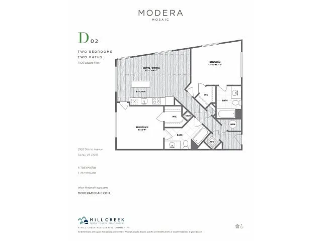 Floor plan D02 - Two Bedroom Two Bath