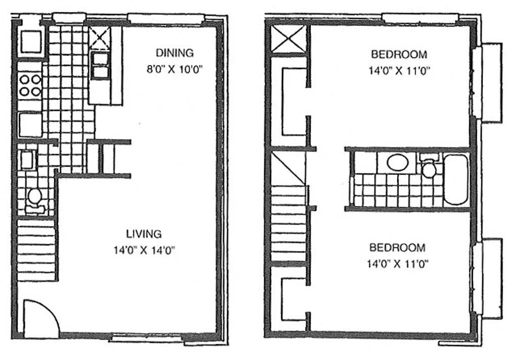 Floor plan 2 Bed 1.5 Bath - D