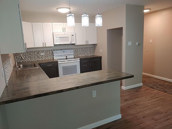 Gorgeous Butcher Block Counter tops and Vinyl Flooring