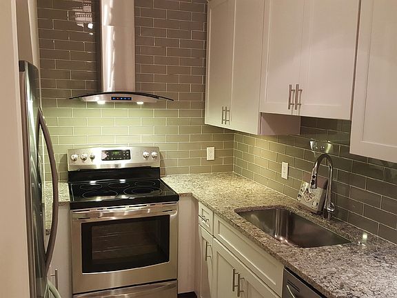 kitchen at night with lighting