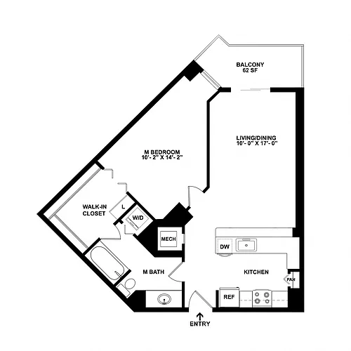 Floor plan 1 Bed/1 Bath-A02