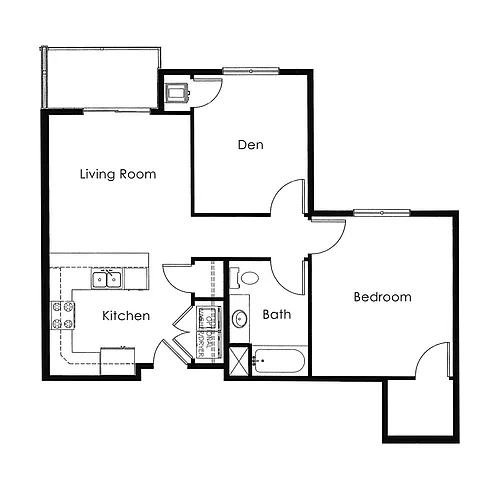 Floor plan 1 Bed 1 Bath | 773 sqft
