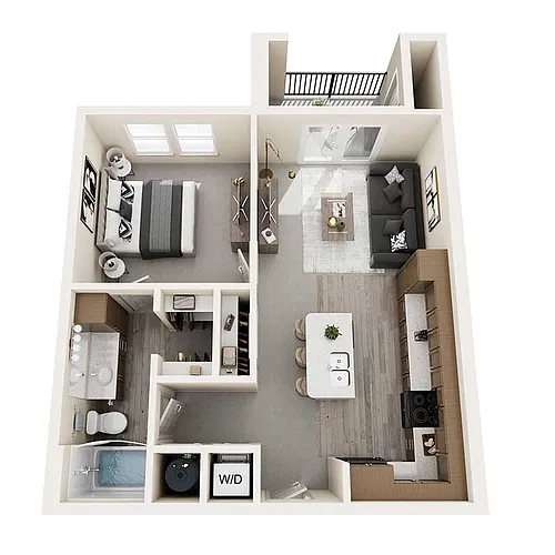 Floor plan One Bed - 676 sq ft - 60%