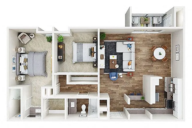 Floor plan Two Bed Two Bath A
