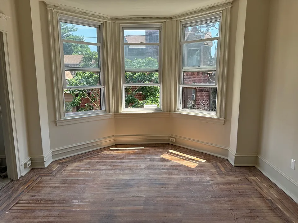 bay window in living room, bright natural light. floors all hardwood .
All windows have storms and .screens