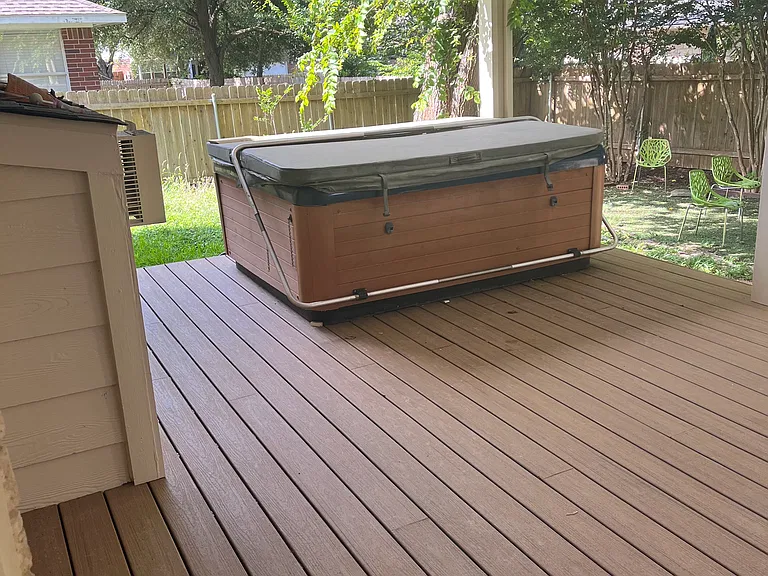 Another view of the back patio (Hot tub not included).