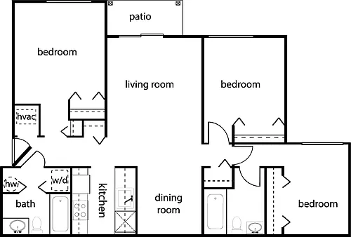 Floor plan Three-Bedroom