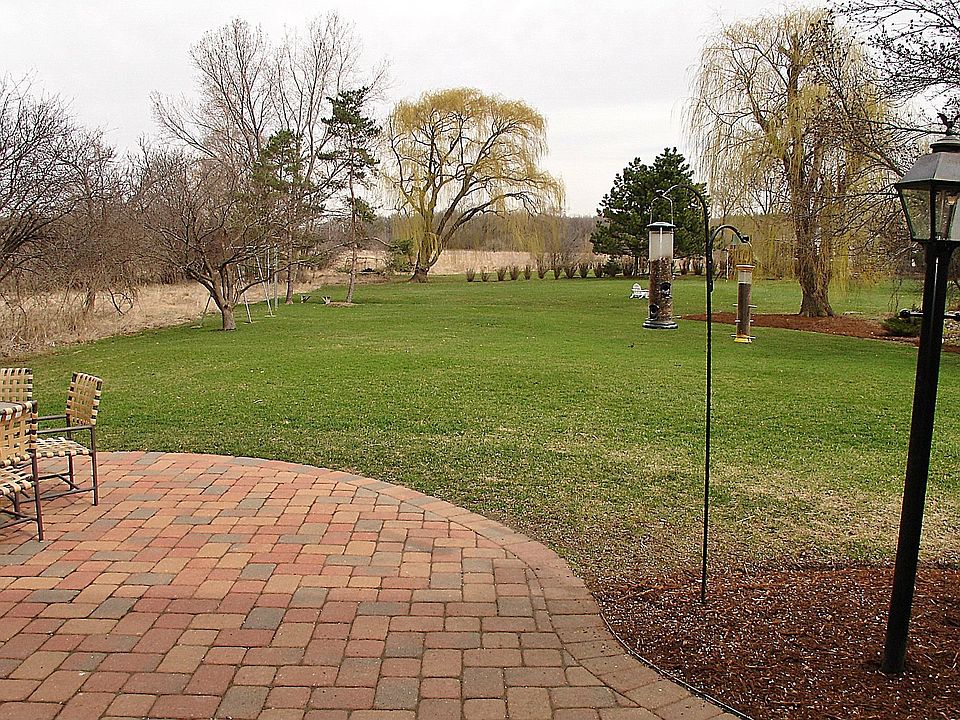 View from Kitchen of Paver Patio and Backyard