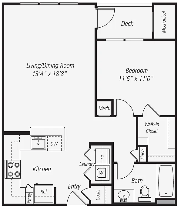 Floor plan A3 1 Bed 1 Bath