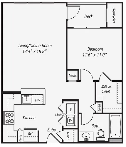 Floor plan A3 1 Bed 1 Bath