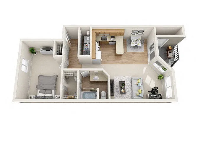 Floor plan 1x1 Partial Reno