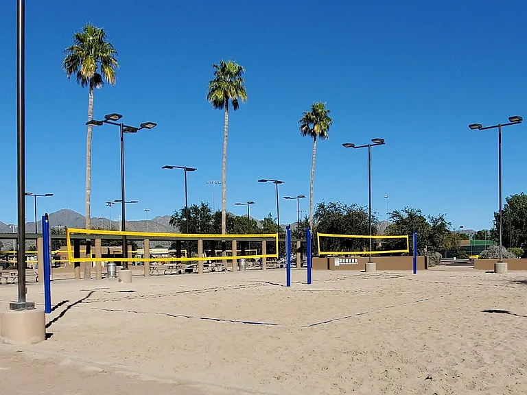 Six sand volleyball courts (lighted)