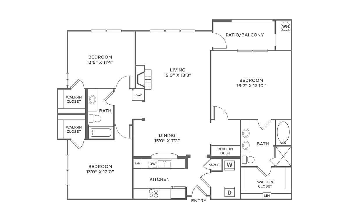 Floor plan 3 Bed/2 Bath-C1