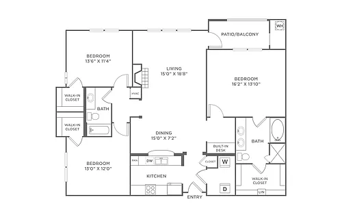 Floor plan 3 Bed/2 Bath-C1