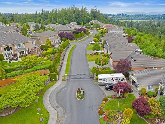 Aerial view of neighborhood gated entrance