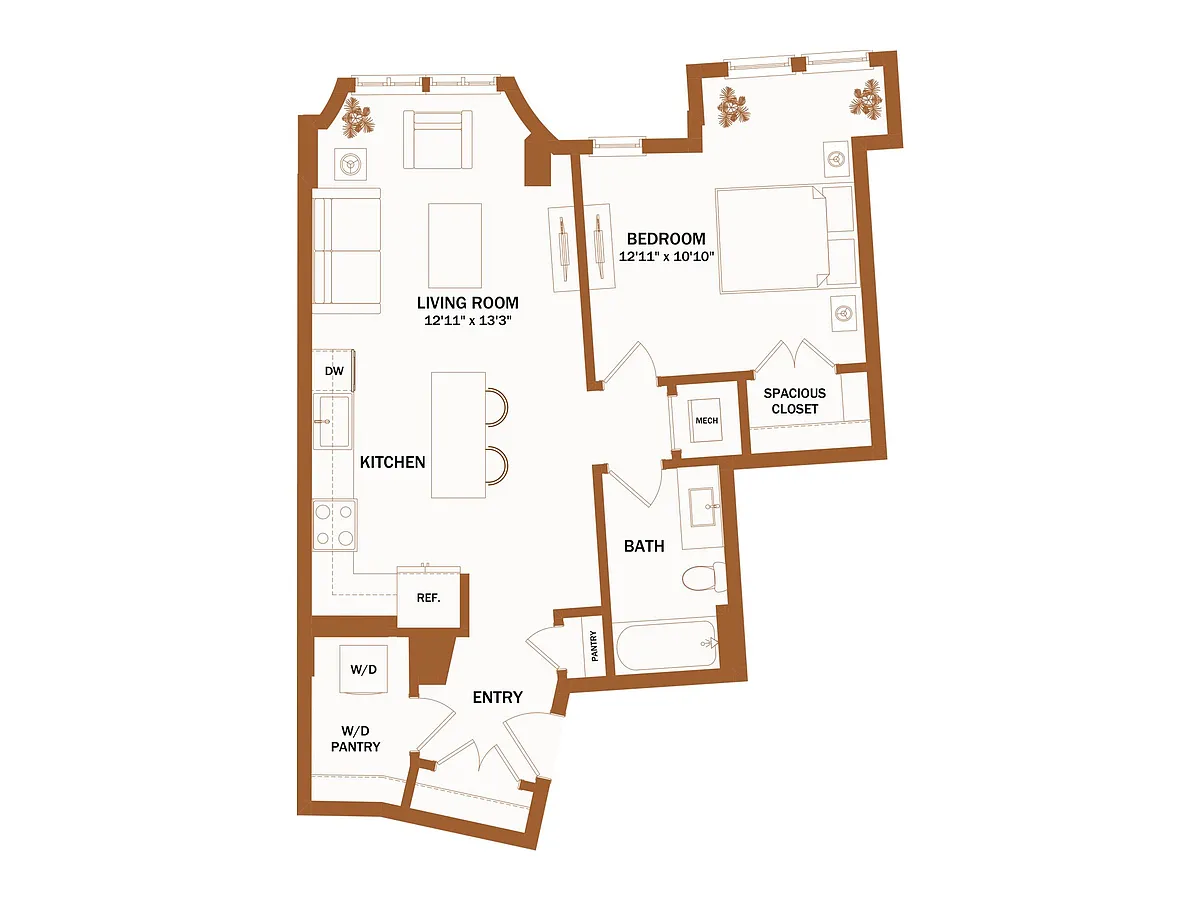 Floor plan B14 - 1 Bed | 1 Bath