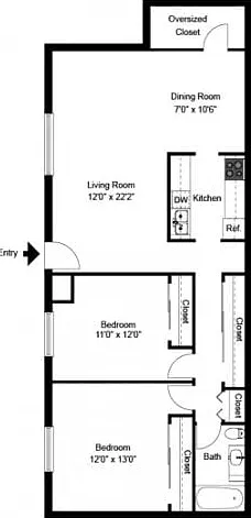 Two bedroom floor plan Two bedroom floor plan