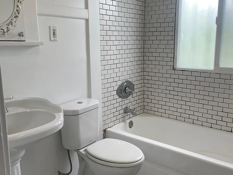 Bathroom with subway tiles