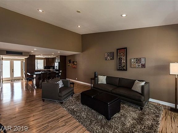 Living room with recessed lighting
