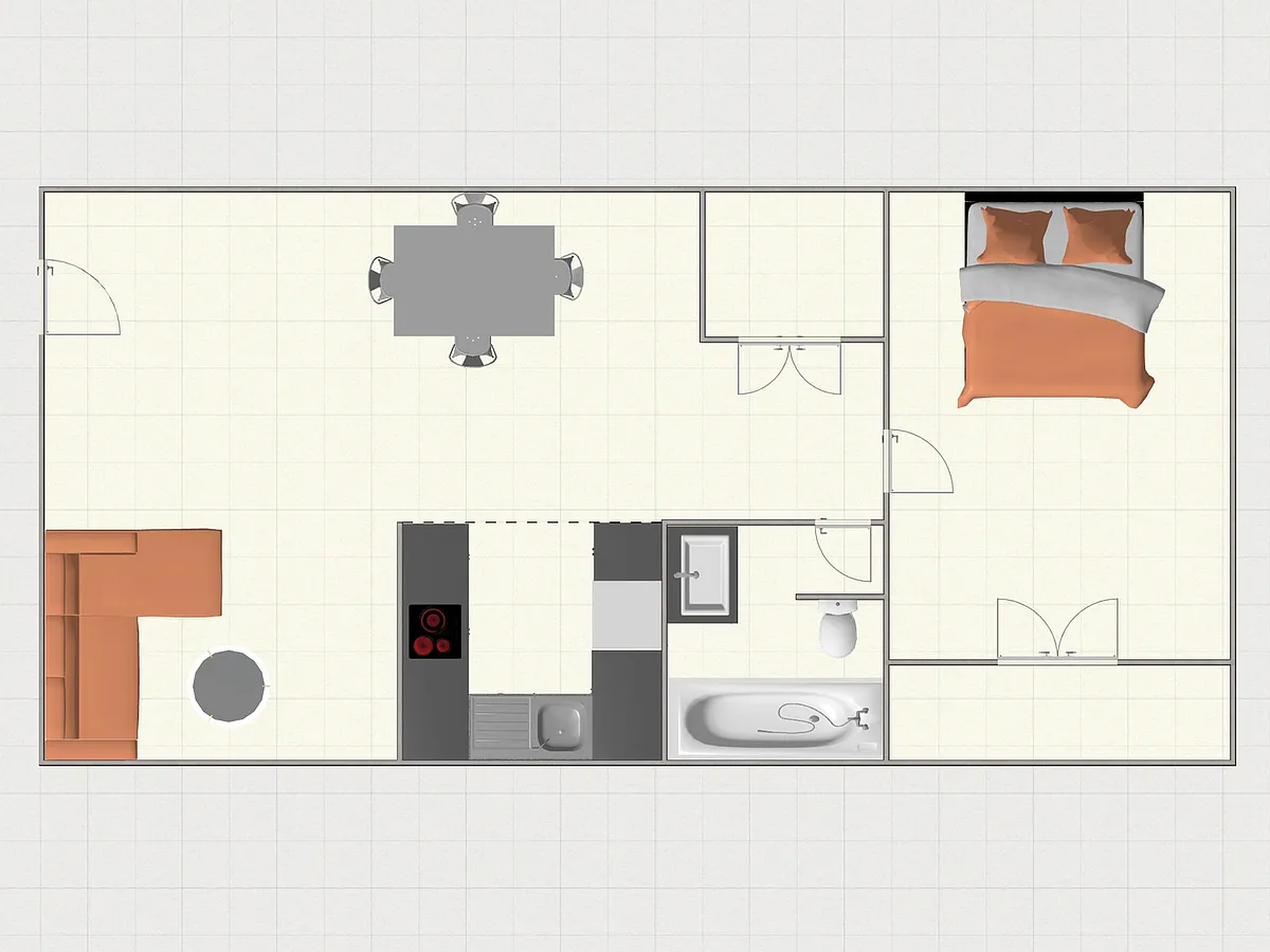 Floor plan East Manor 1 Bedroom, 1 Bathroom