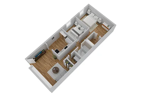 Floor plan 2 bed 1 Bath Upgrade