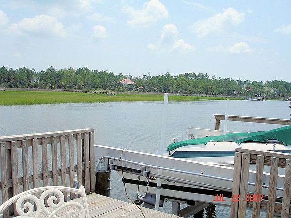 Private dock with boat lift