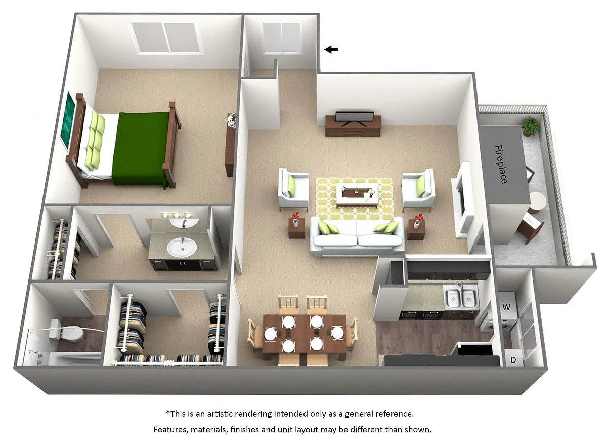 Floor plan 1 Bed 1 Bath - A3