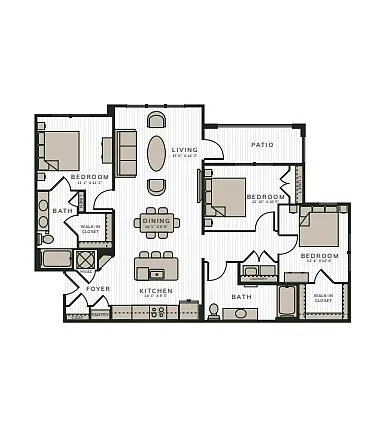 Floor plan The Scarlet-ADA | 3 Bed | 3 Bath