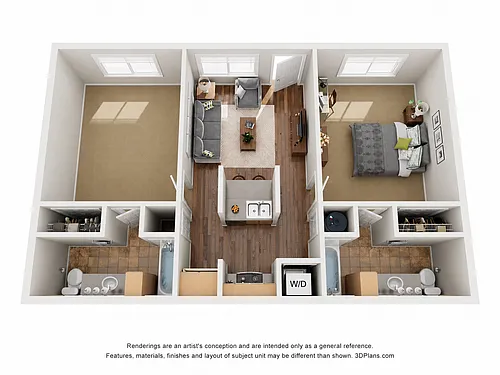 Floor plan A3 Floor Plan - 1 Bed w/ Den