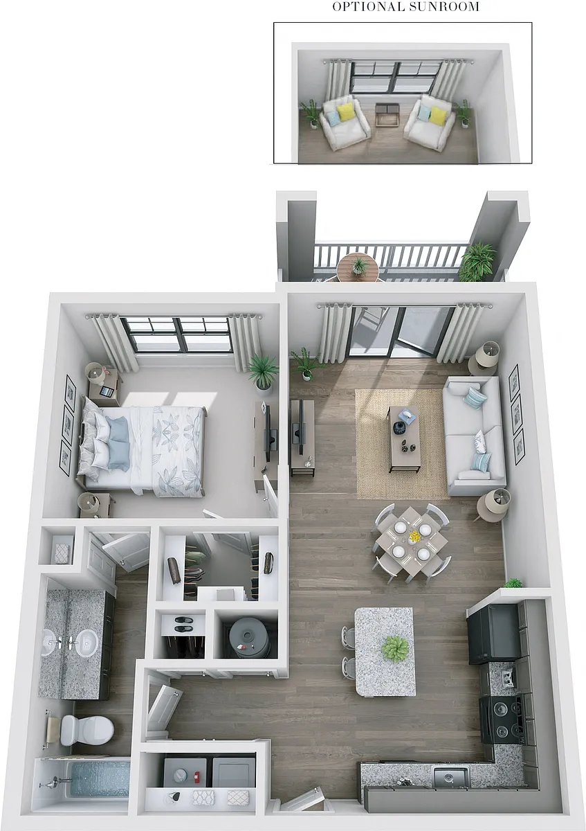 Floor plan 1BR 1BA (793 SF)