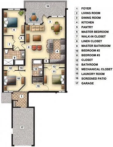 Floor plan Three Bedroom Two Bath