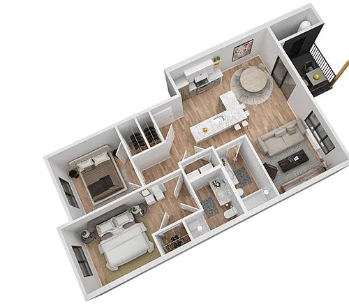 Floor plan 2 Bedroom 2 Bath
