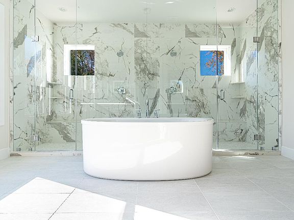 Master bathroom with free standing tub