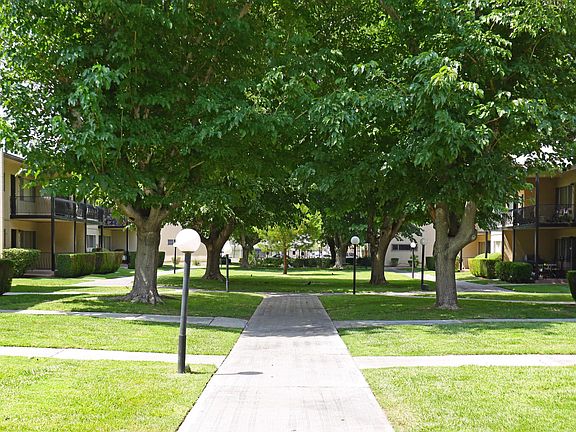 Lush green landscaping.