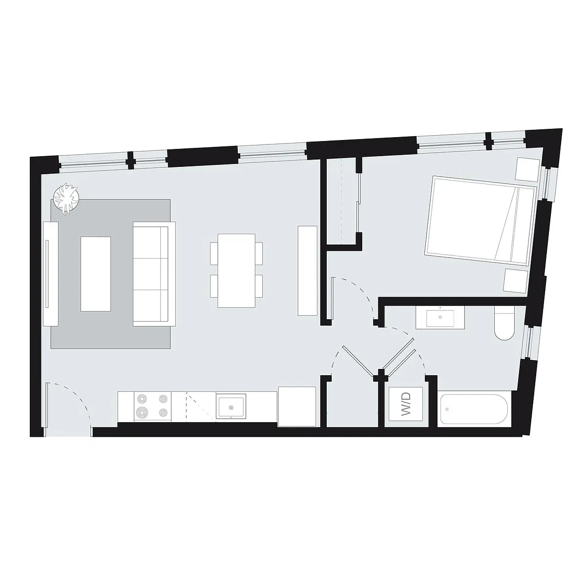 Floor plan One Bedroom Style F