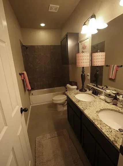 Model Home Master Bathroom with double sink, this property w
