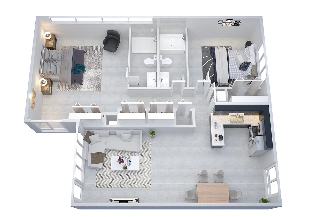 Floor plan Two Bedroom Two Bath Large