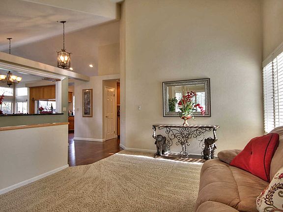 Living room with vaulted ceilings