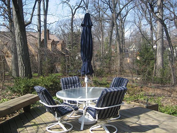 Wonderful deck and private forested, deep yard