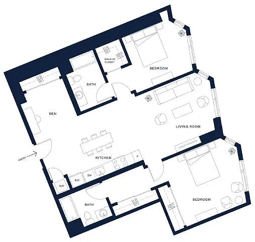 Floor plan 2 Bed/2 Bath-M