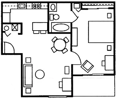 Floor plan 1 Bed 1 Bath