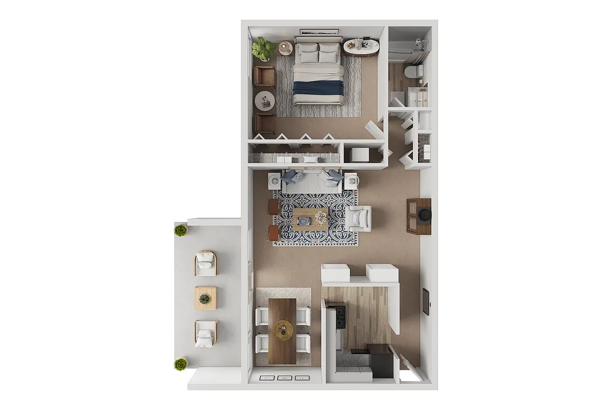 Floor plan 1 Bed - Garden