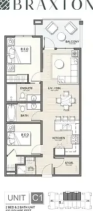 2 bed, 2.0 bath, 832 sqft, $1,825 — Photo 2