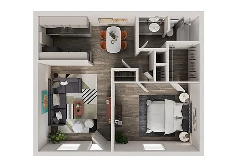 Floor plan 1 bed/1 bath Honeysuckle