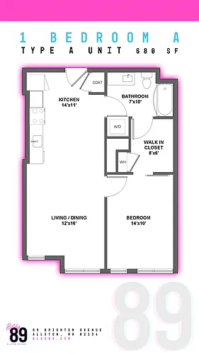 Floor plan One Bedroom - A